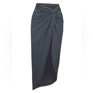 NWT SKIMS Swim Black Sarong Skirt Stretch Size Large
